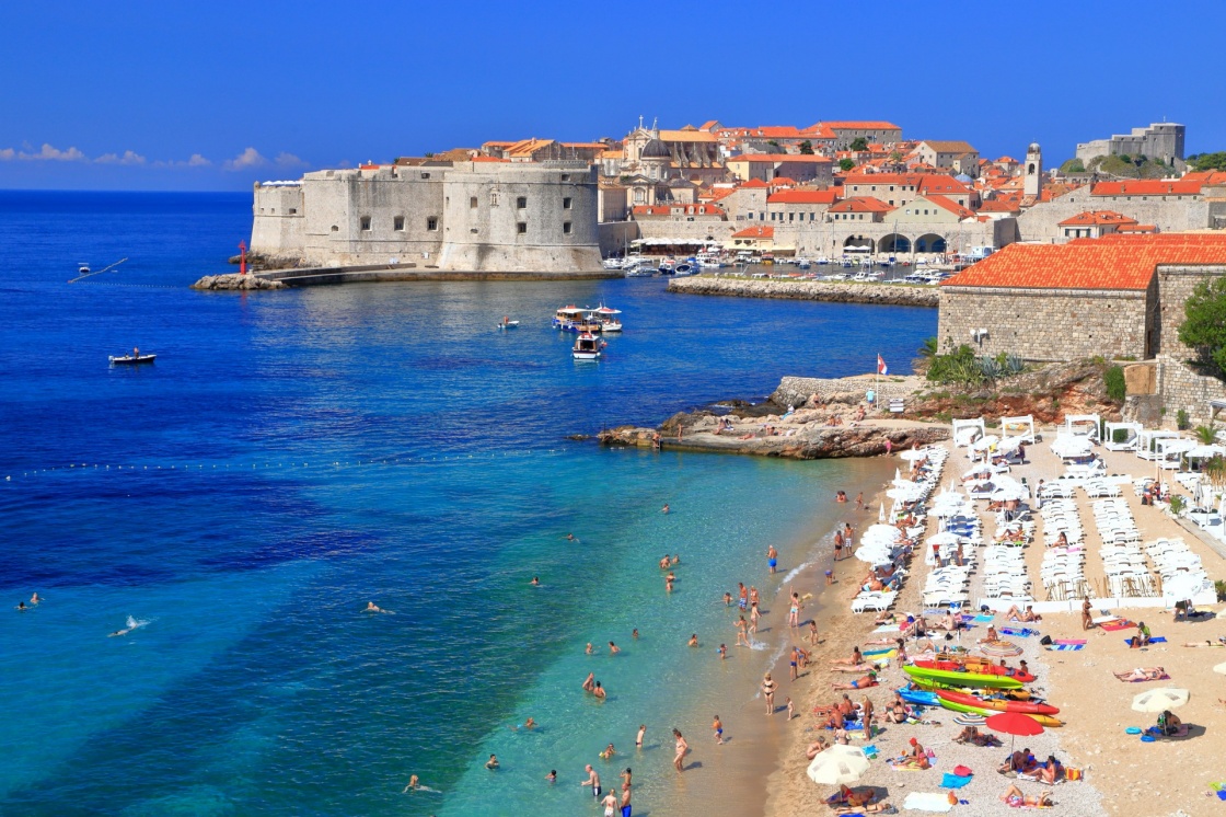 'Sunny beach on Eastern side of the old town of Dubrovnik, Croatia' - Dubrovnik