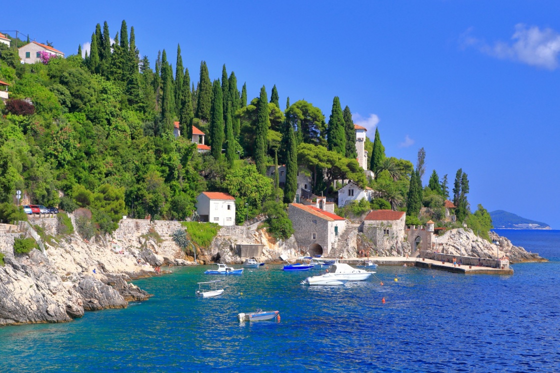'Small traditional harbor on the Adriatic sea coast, Trsteno, Croatia' - Dubrovnik